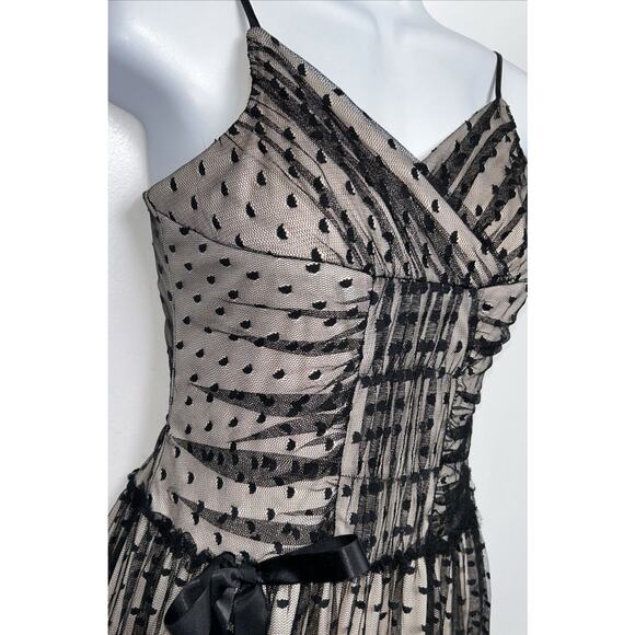 Jessica McClintock Girls Formal Dress 16 Black Lace Swiss Dot Sleeveless Party - Picture 2 of 10